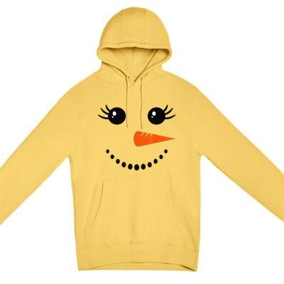 Cute Snowman Face Carrot Nose Christmas Pajamas Funny Premium Pullover Hoodie