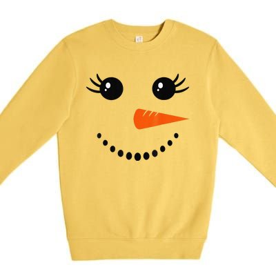 Cute Snowman Face Carrot Nose Christmas Pajamas Funny Premium Crewneck Sweatshirt