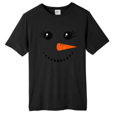 Cute Snowman Face Carrot Nose Christmas Pajamas Funny Tall Fusion ChromaSoft Performance T-Shirt