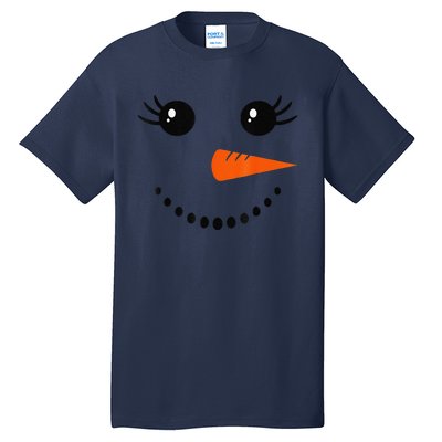 Cute Snowman Face Carrot Nose Christmas Pajamas Funny Tall T-Shirt