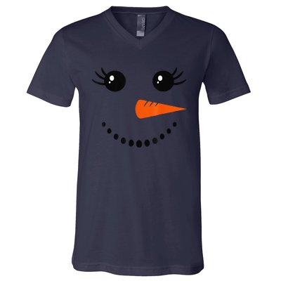 Cute Snowman Face Carrot Nose Christmas Pajamas Funny V-Neck T-Shirt