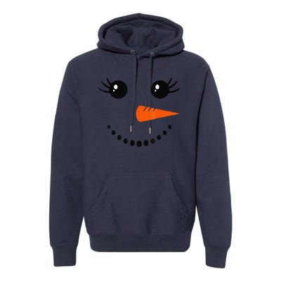 Cute Snowman Face Carrot Nose Christmas Pajamas Funny Premium Hoodie