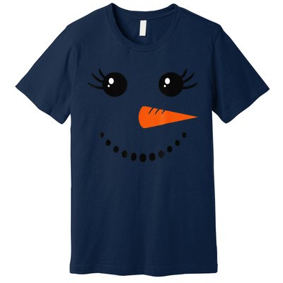 Cute Snowman Face Carrot Nose Christmas Pajamas Funny Premium T-Shirt