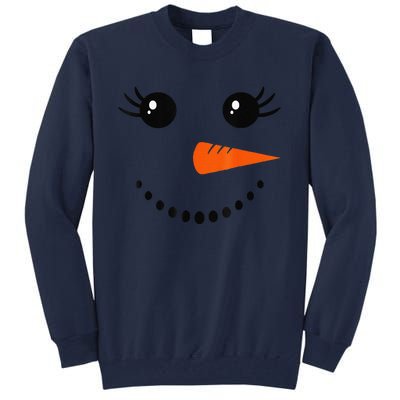 Cute Snowman Face Carrot Nose Christmas Pajamas Funny Tall Sweatshirt