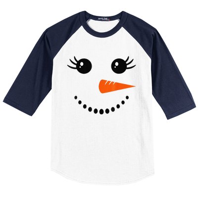 Cute Snowman Face Carrot Nose Christmas Pajamas Funny Baseball Sleeve Shirt