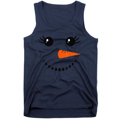 Cute Snowman Face Carrot Nose Christmas Pajamas Funny Tank Top