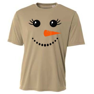 Cute Snowman Face Carrot Nose Christmas Pajamas Funny Cooling Performance Crew T-Shirt