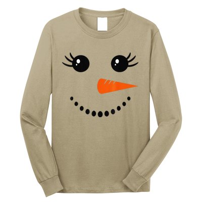 Cute Snowman Face Carrot Nose Christmas Pajamas Funny Long Sleeve Shirt