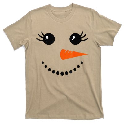 Cute Snowman Face Carrot Nose Christmas Pajamas Funny T-Shirt