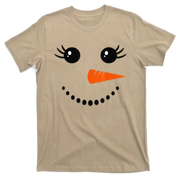 Cute Snowman Face Carrot Nose Christmas Pajamas Funny T-Shirt