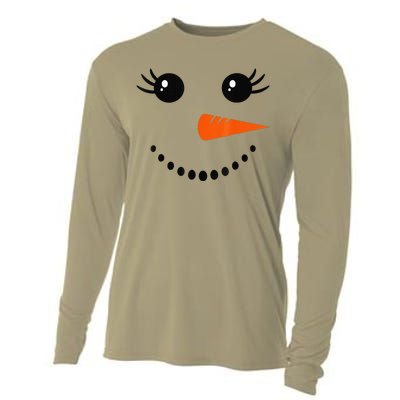 Cute Snowman Face Carrot Nose Christmas Pajamas Funny Cooling Performance Long Sleeve Crew