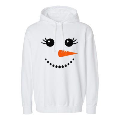 Cute Snowman Face Carrot Nose Christmas Pajamas Funny Garment-Dyed Fleece Hoodie