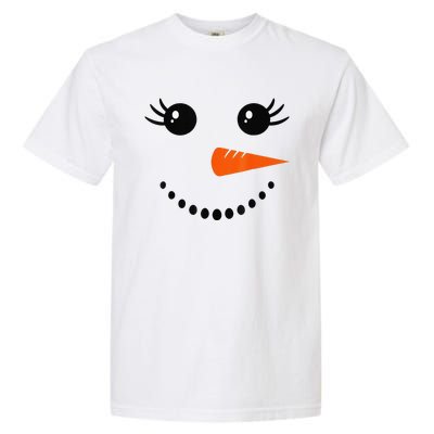 Cute Snowman Face Carrot Nose Christmas Pajamas Funny Garment-Dyed Heavyweight T-Shirt