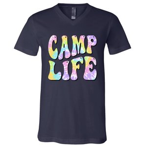 Camping Summer For Summer Camp Tiedie Retro V-Neck T-Shirt