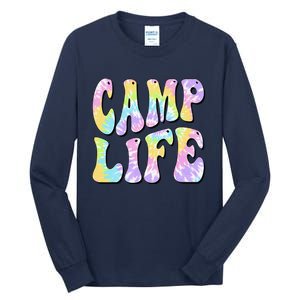 Camping Summer For Summer Camp Tiedie Retro Tall Long Sleeve T-Shirt