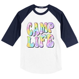 Camping Summer For Summer Camp Tiedie Retro Baseball Sleeve Shirt