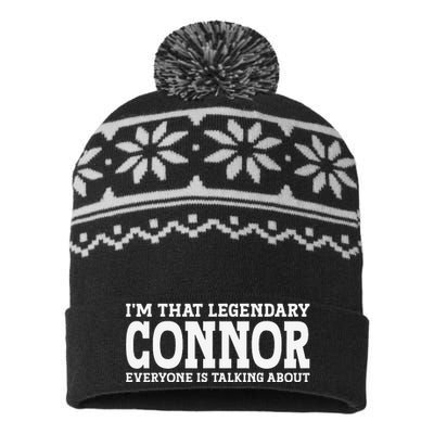 Connor Surname Funny Team Family Last Name Connor USA-Made Snowflake Beanie