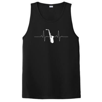 Cool Saxophone For Men Women Jazz Blues Music Band Heartbeat PosiCharge Competitor Tank