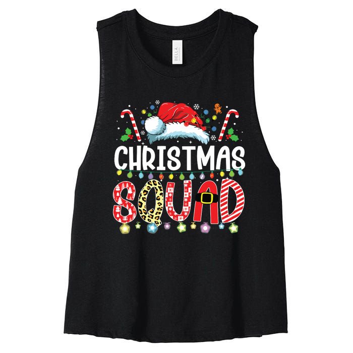 Christmas Squad Family Group Matching Christmas Pajama Party Women's Racerback Cropped Tank