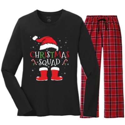 Christmas Squad Family Group Matching Christmas Party Pajama Women's Long Sleeve Flannel Pajama Set 