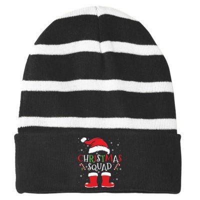 Christmas Squad Family Group Matching Christmas Party Pajama Striped Beanie with Solid Band