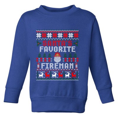 Christmas Santas Favorite Fire Firefighter Ugly Sweater Cute Gift Toddler Sweatshirt