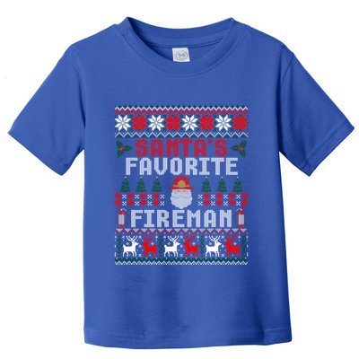 Christmas Santas Favorite Fire Firefighter Ugly Sweater Cute Gift Toddler T-Shirt