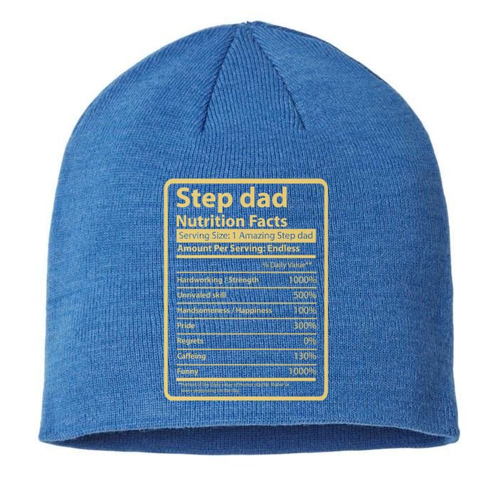 Cool Stepdad Funny FatherS Day Step Dad Nutritional Facts Cute Gift Sustainable Beanie