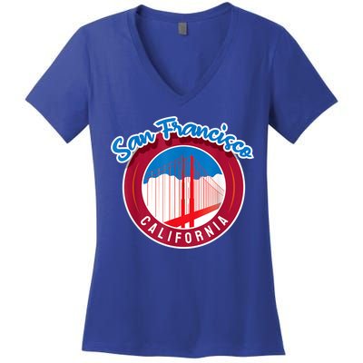 California San Francisco City Gift Bridge Souvenir SF Women's V-Neck T-Shirt