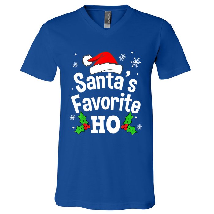 Christmas Santa's Favorite Ho Pajama Adult Naughty Pajama Gift V-Neck T-Shirt