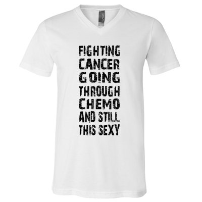 Cancer Survivor Fighting Cancer Going Through Chemo V-Neck T-Shirt
