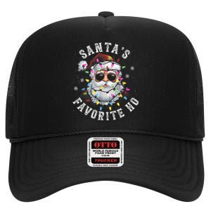 Christmas SantaS Favorite Ho Funny Santa Claus Cute Xmas High Crown Mesh Back Trucker Hat