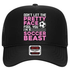 Cool Soccer For  Teen Girls Soccer Lover Player Sports High Crown Mesh Back Trucker Hat