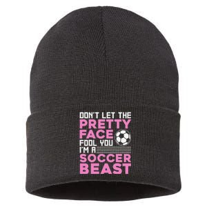 Cool Soccer For  Teen Girls Soccer Lover Player Sports Sustainable Knit Beanie