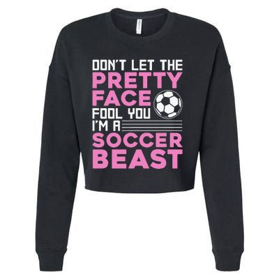 Cool Soccer For  Teen Girls Soccer Lover Player Sports Cropped Pullover Crew