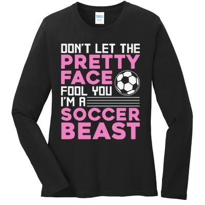 Cool Soccer For  Teen Girls Soccer Lover Player Sports Ladies Long Sleeve Shirt