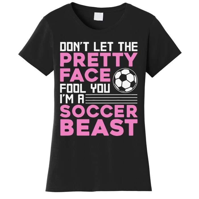 Cool Soccer For  Teen Girls Soccer Lover Player Sports Women's T-Shirt