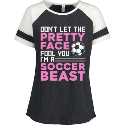 Cool Soccer For  Teen Girls Soccer Lover Player Sports Enza Ladies Jersey Colorblock Tee