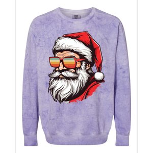 Christmas Santa Face Retro Sunglasses Xmas Gift Colorblast Crewneck Sweatshirt