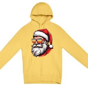 Christmas Santa Face Retro Sunglasses Xmas Gift Premium Pullover Hoodie