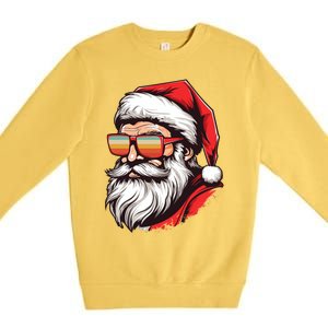 Christmas Santa Face Retro Sunglasses Xmas Gift Premium Crewneck Sweatshirt