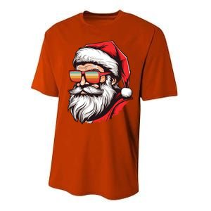 Christmas Santa Face Retro Sunglasses Xmas Gift Performance Sprint T-Shirt