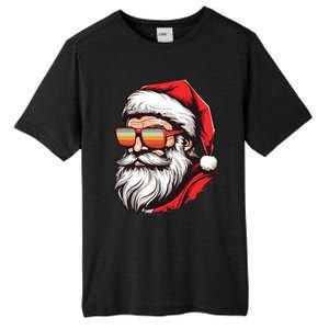 Christmas Santa Face Retro Sunglasses Xmas Gift Tall Fusion ChromaSoft Performance T-Shirt