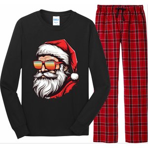 Christmas Santa Face Retro Sunglasses Xmas Gift Long Sleeve Pajama Set