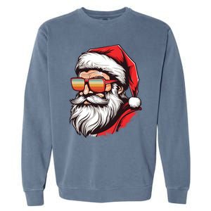 Christmas Santa Face Retro Sunglasses Xmas Gift Garment-Dyed Sweatshirt