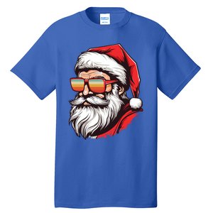 Christmas Santa Face Retro Sunglasses Xmas Gift Tall T-Shirt