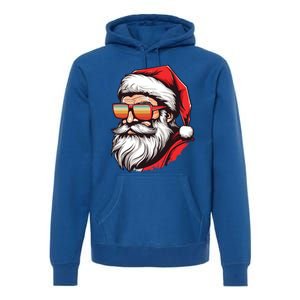 Christmas Santa Face Retro Sunglasses Xmas Gift Premium Hoodie