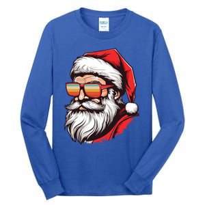 Christmas Santa Face Retro Sunglasses Xmas Gift Tall Long Sleeve T-Shirt