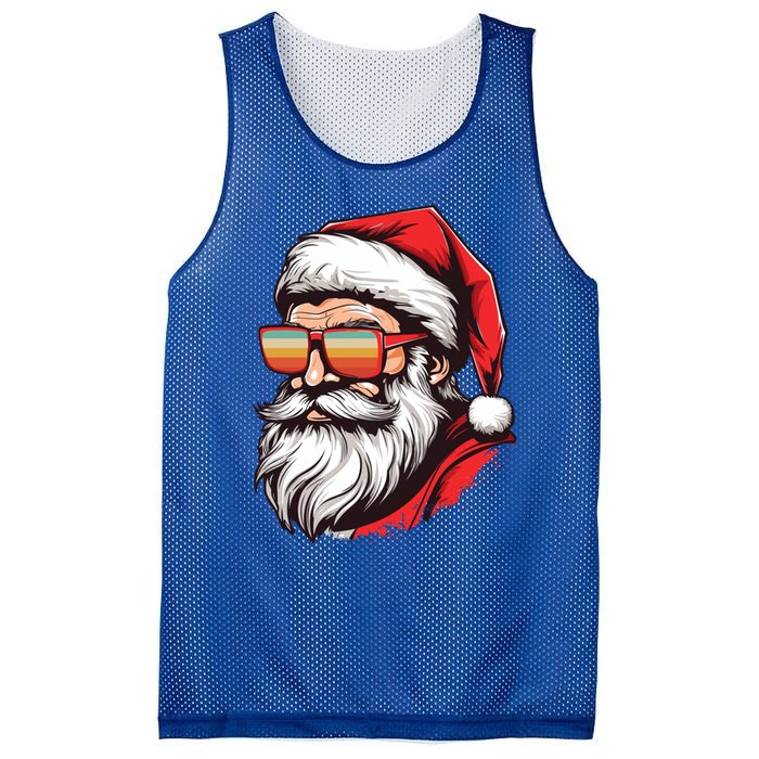 Christmas Santa Face Retro Sunglasses Xmas Gift Mesh Reversible Basketball Jersey Tank