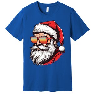 Christmas Santa Face Retro Sunglasses Xmas Gift Premium T-Shirt